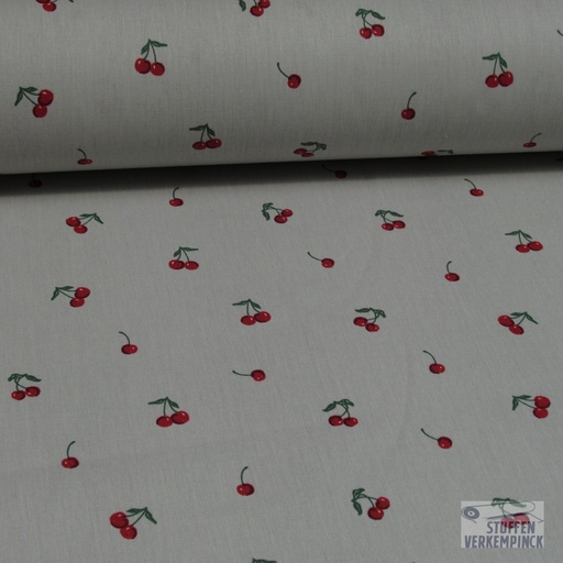 [VE-C5275-004] Coated Cotton Cherry Light Grey