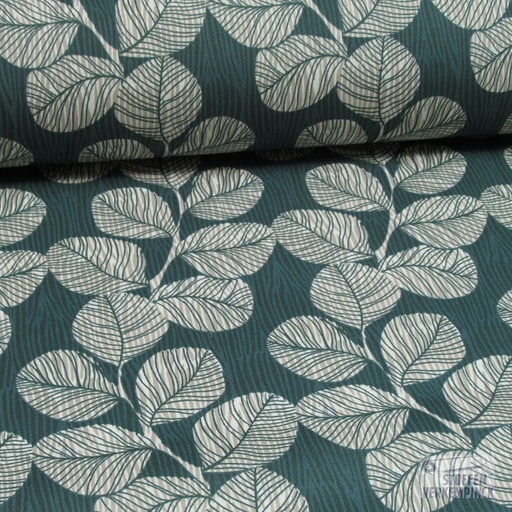 [VE-C5267-007] Coated Cotton Leaves Petrol
