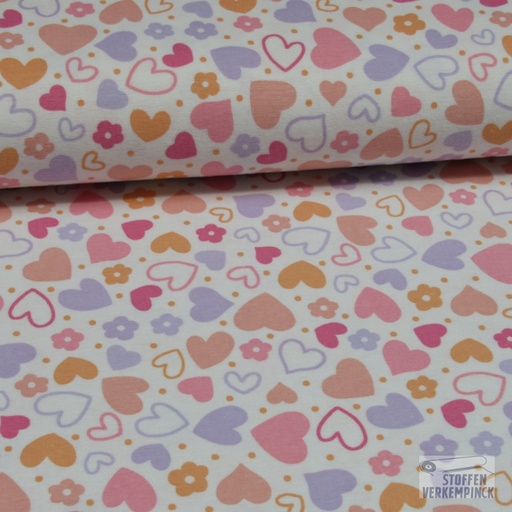 [VE-05681-003] Flanel Hearts White
