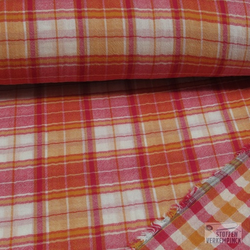 [VE-04631-002] Double Gauze Check 2-side Red/Orange