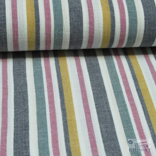 [VE-04635-002] Double Gauze Stripe Red/Petrol
