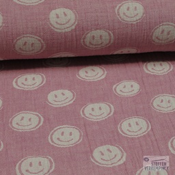 [VE-04637-002] Double Gauze Jacquard Smiley Pink