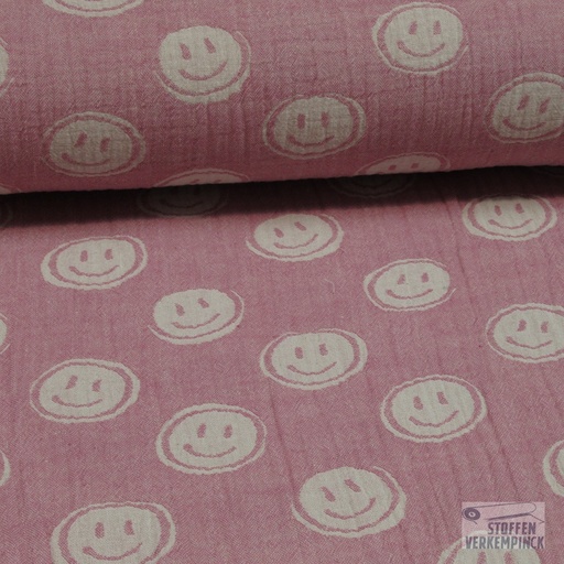 [VE-04637-002] Double Gauze Jacquard Smiley Pink