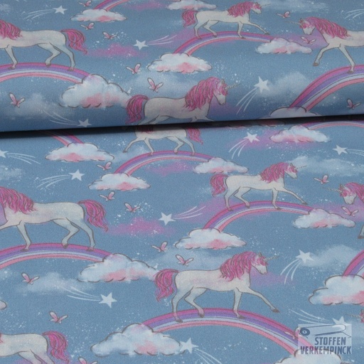 [VE-05422-005] Poplin Fine Digital Unicorn Light Blue