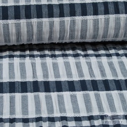 [VE-04936-001] Crinkle Cotton Vichy/Stripe Navy