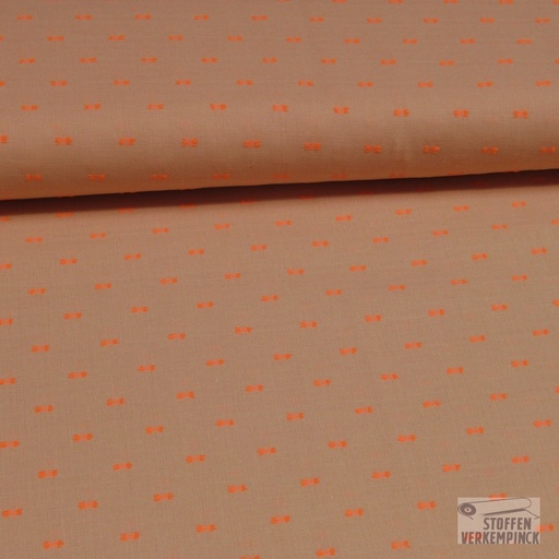 [VE-04931-003] Voile Biocotton Neon Dobby Salmon/Oranje