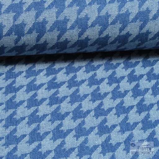 [VE-04718-001] Jeans Jacquard Pied de Poule Denimblauw