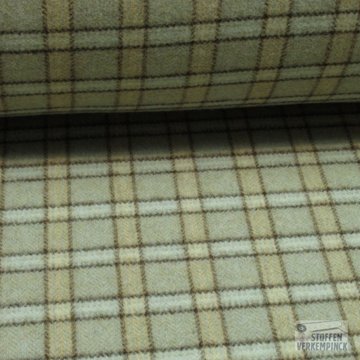 [BEW-1063] Mantelstof Ruitje Zand/Beige