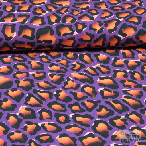 [POL-922812-21] Viscose Digi. Leopard Koraal/Paars