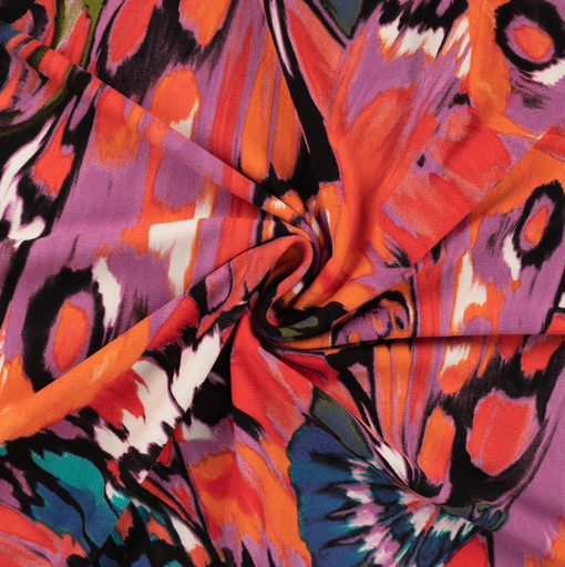 [QT-PC2400-180D] Jersey Viscose print Butterfly cyclam