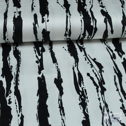 [QT-PC2451-500D] Satijnkatoen stretch Print irregular stripe white black
