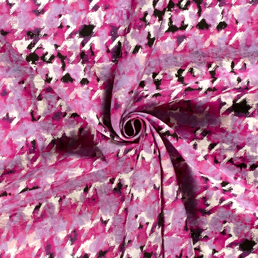 [NO-21032-017] Viscose/Ny Twill print abstract fushia