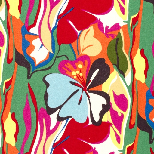 [NO-21041-025] Viscose twill print abstract groen