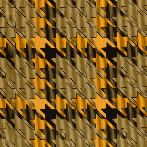 [NO-21087-033] Katoensatijn stretch pied de poule geel