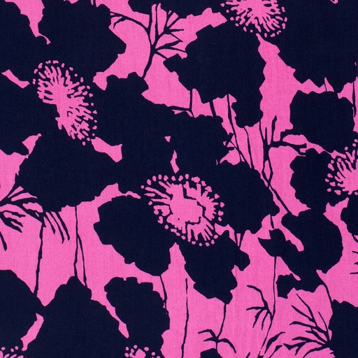 [NO-21126-017] bamboe poplin bloemen fuchsia
