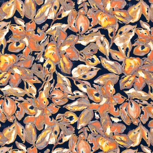 [NO-21138-008] Viscose str. abstracte bloemen marine