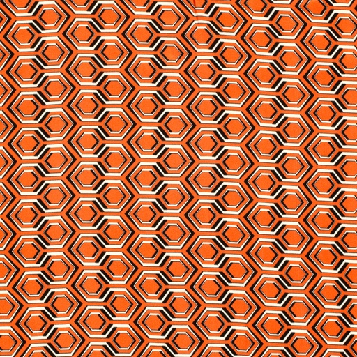 [NO-21292-036] Viscose satijn dig. zeshoek oranje