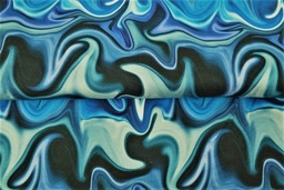 [ST-23954-09] Viscose Digital Arty Waves Aqua/Denim