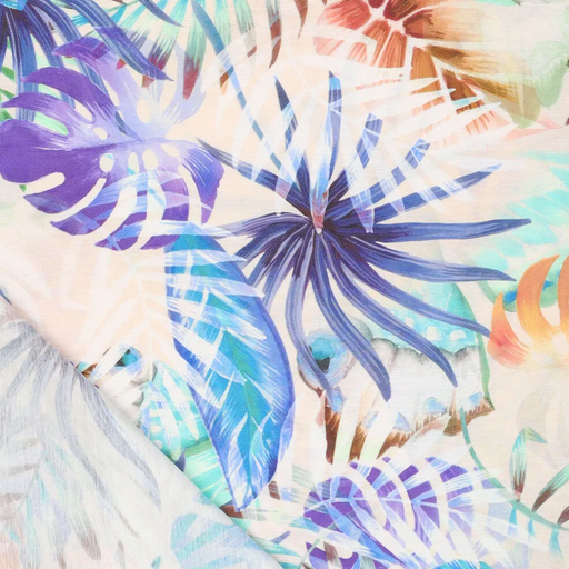 [KI-20895-660] Visc/pa dig. tropical foilage blauw