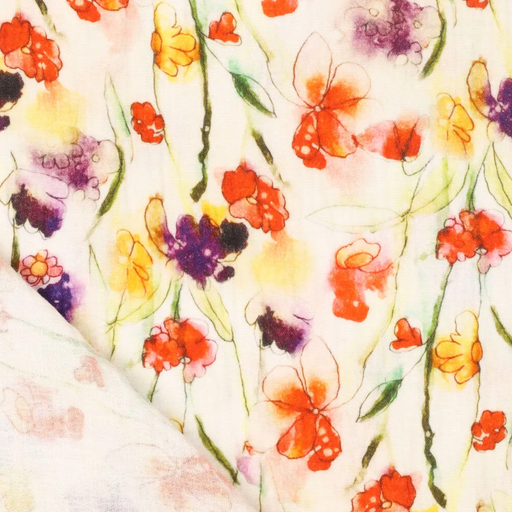 [KI-20901-003] Double Gauze print flower outline