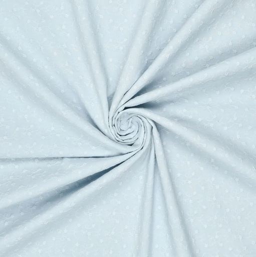 [KI-0863-630] Broderie Kleine Bloempjes lichtblauw