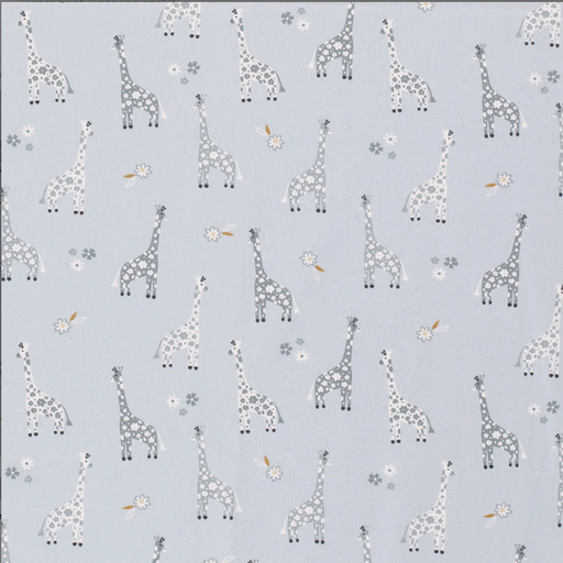 [NO-19727-002] Popeline Giraffen Licht Blauw
