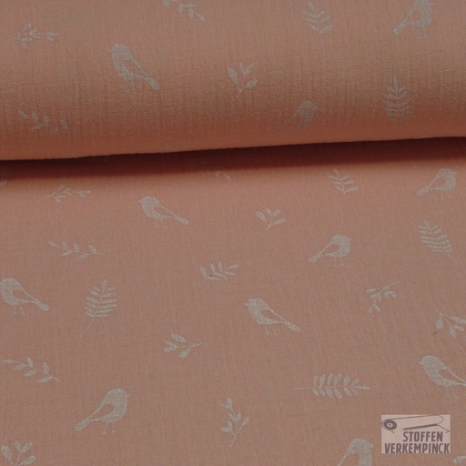 [NO-21574-211] Double Gauze Vogeltjes Roze