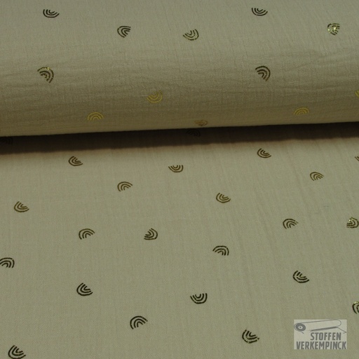 [HE-210755-8004] Double Gauze Foil Rainbow Beige