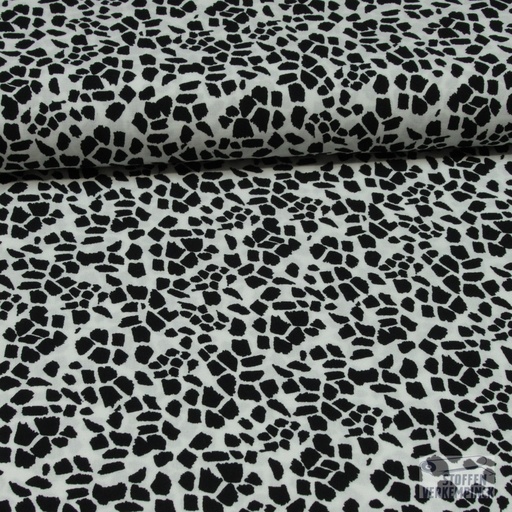[HE-210138-0003] Viscose Popeline Abstrakte Vormen Zwart