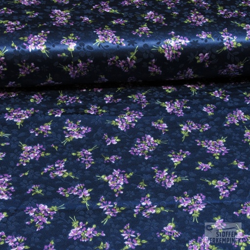 [HE-210086-0002] Stretch Polye. Jacquard Bloempjes Marine
