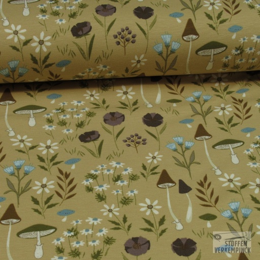 [HE-210824-0004] Katoenen Jersey Plantjes Camel