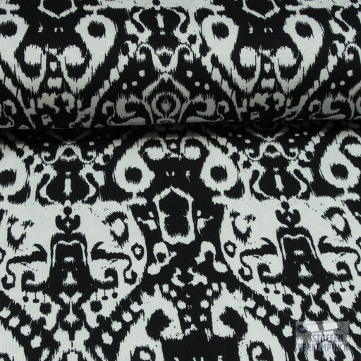 [HE-210665-0008] Jersey Viscose Etno Black and White