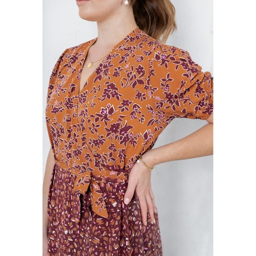 [VE-05412-045] Viscose Flowers Rust (Pommé ARLENE)