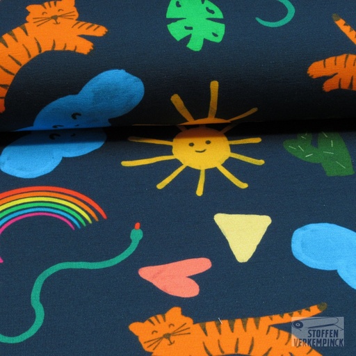 [POL-924485-12] Jersey Katoen Digi. Creatief Navy
