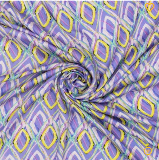 [POL-922838-10] Viscose Satijn Digital Diamonds Lila