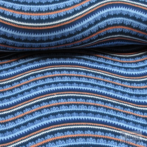 [QT-PC5028-960] Double Gauze slub Bali Wave Blauw