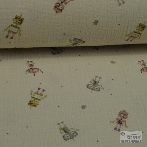 [MC-DOUBLE GAZE 7001-0001] Double Gauze Robotjes Ecru