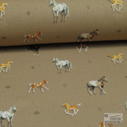 [MC-POPELINE MUST-7005] Popeline Paarden Licht Bruin