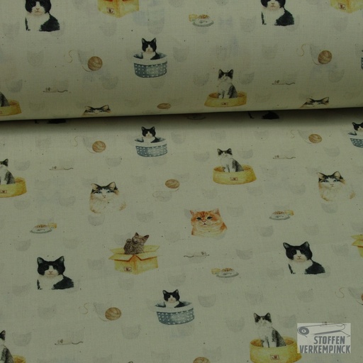 [MC-POPELINE MUST-7007] Popeline Kattenmandjes Ecru