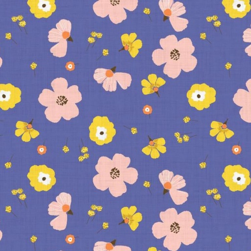 [DO-JELA.GGMO-1B] Katoen Bloempjes Rose/Oker/Blauw