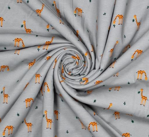 [POL-340167-11] Jersey Katoen Giraffe Licht Grijs