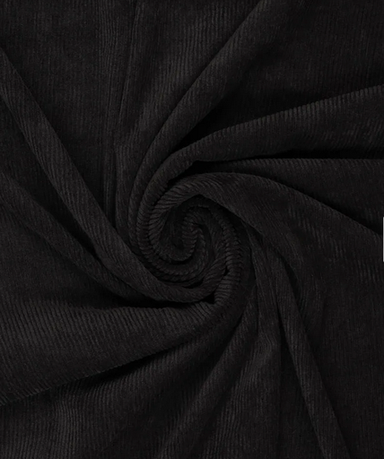 [KI-0960-999] Corduroy Stretch Soepel Zwart