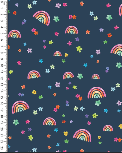[MU-5438-8] Jersey Digital Watercolour Rainbow Navy
