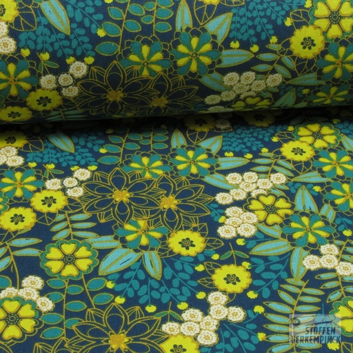 [MF-4970-003] Katoen lily petrol/marine