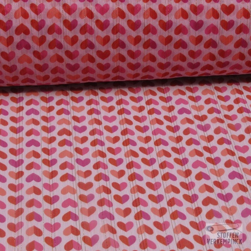 [BEW-1078] Voile Hartjes Lurexstreepje Roze