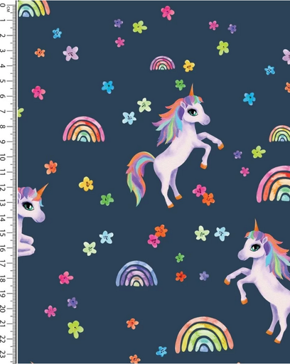 [MU-5436-8] Jersey Digital Watercolour Unicorn Navy