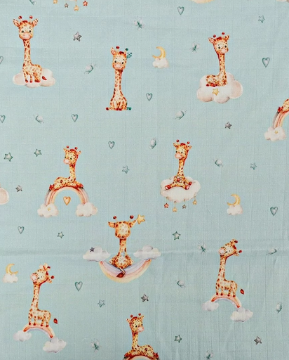 [MU-5495-426] Double Gauze Digi. Giraffe Mint