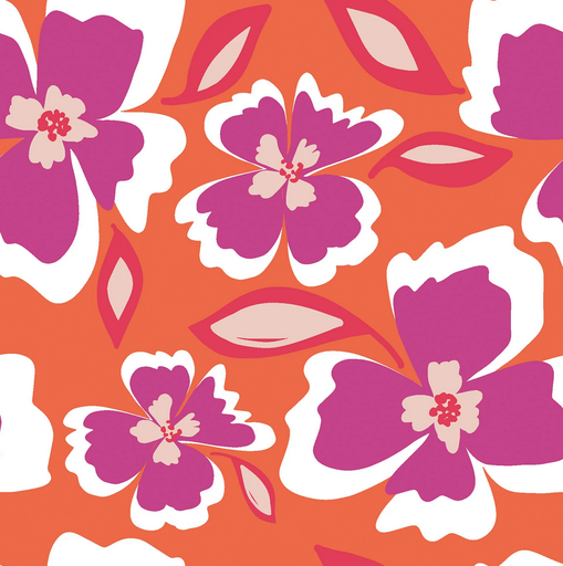 [NO-21335-036] Viscose Poplin Bloem violet/Oranje