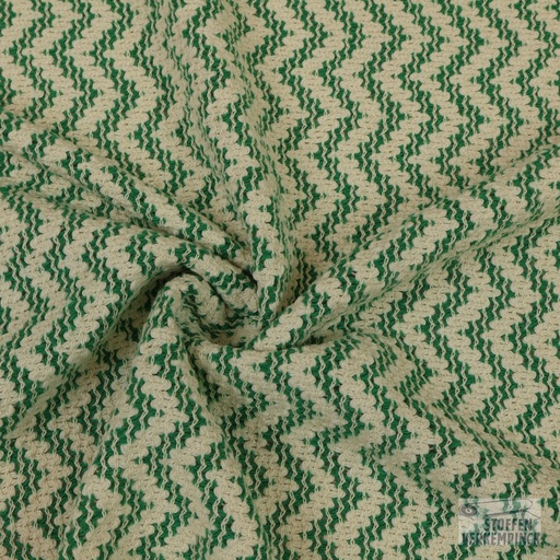 [BEW-1086-1] Geweven Katoen Zigzag Groen/Ecru