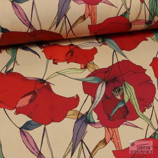 [JT-DIGISUN COQUELICOT SABLE] Outdoor Teflon Print Coquelicot Sable